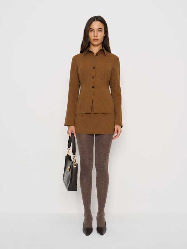 Swedish Stockings Ylva Wool Tights - Mid Brown